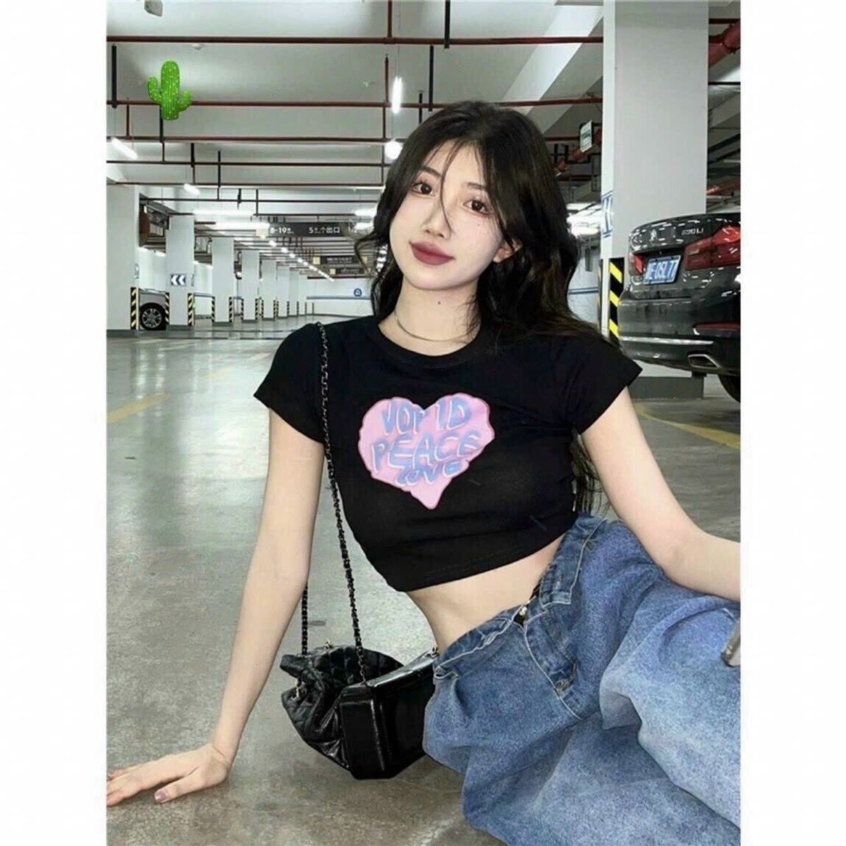 ÁO THUN NỮ CROPTOP CỔ TRÒN TAY NGẮN IN TIM PEACE LOVE - AUSA HOUSE ÁO THUN NỮ CROPTOP CỔ TRÒN TAY NGẮN IN TIM PEACE LOVE - AUSA HOUSE