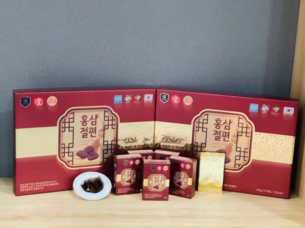 Sâm Lát Tẩm Mật Ong Ginseng King (new) Hộp 200g (10 hộp x 20gr) Sâm Lát Tẩm Mật Ong Ginseng King (new) Hộp 200g (10 hộp x 20gr)