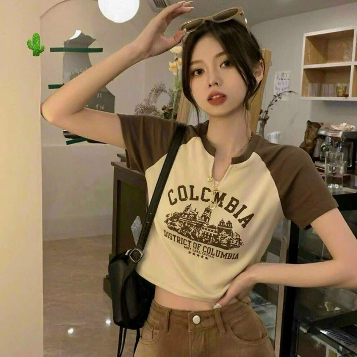 ÁO THUN NỮ CROPTOP CỔ TRÒN TAY NGẮN COLOMBIA - AUSA HOUSE ÁO THUN NỮ CROPTOP CỔ TRÒN TAY NGẮN COLOMBIA - AUSA HOUSE