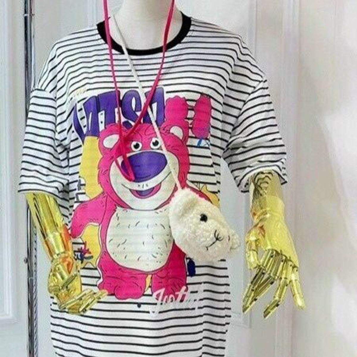 ĐẦM NỮ SUÔNG THUN COTTON GẤU HỒNG KẺ SỌC NGANG VIỀN ĐEN - AUSA HOUSE ĐẦM NỮ SUÔNG THUN COTTON GẤU HỒNG KẺ SỌC NGANG VIỀN ĐEN - AUSA HOUSE