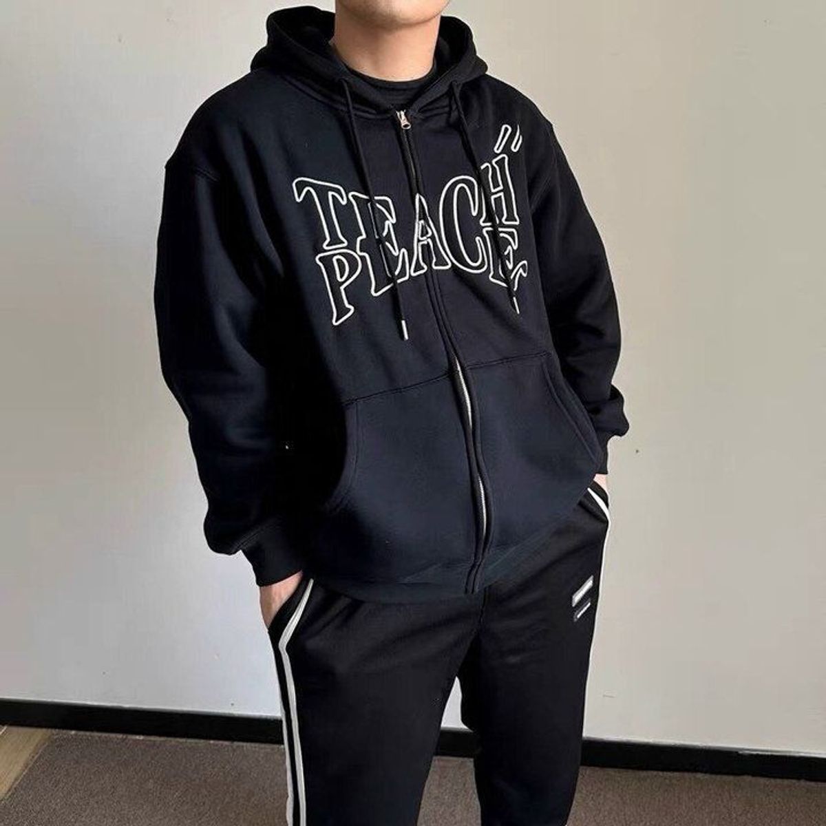 ÁO KHOÁC HOODIE ZIPPER NỈ NAM NỮ UNISEX TEACH PEACE - AUSA HOUSE ÁO KHOÁC HOODIE ZIPPER NỈ NAM NỮ UNISEX TEACH PEACE - AUSA HOUSE