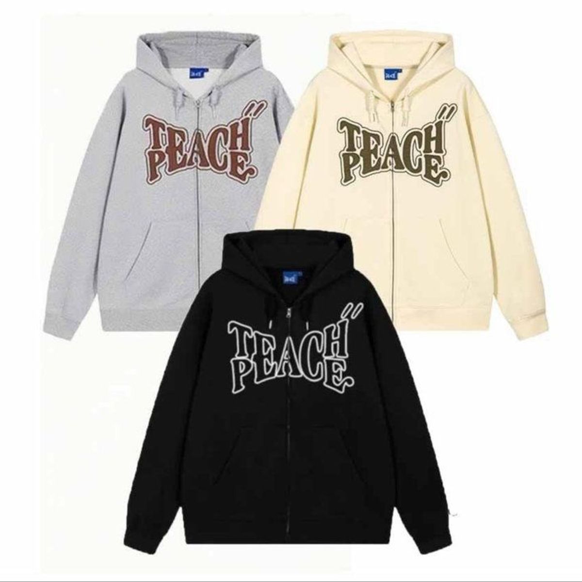 ÁO KHOÁC HOODIE ZIPPER NỈ NAM NỮ UNISEX TEACH PEACE - AUSA HOUSE ÁO KHOÁC HOODIE ZIPPER NỈ NAM NỮ UNISEX TEACH PEACE - AUSA HOUSE