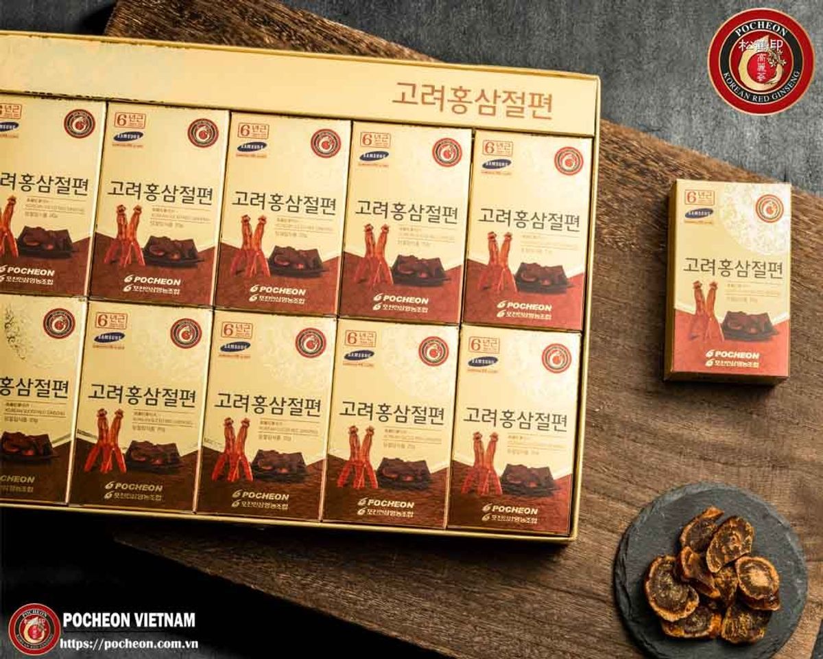 Hồng sâm thái lát tẩm mật ong POCHEON Sliced hộp 200g Hồng sâm thái lát tẩm mật ong POCHEON Sliced hộp 200g