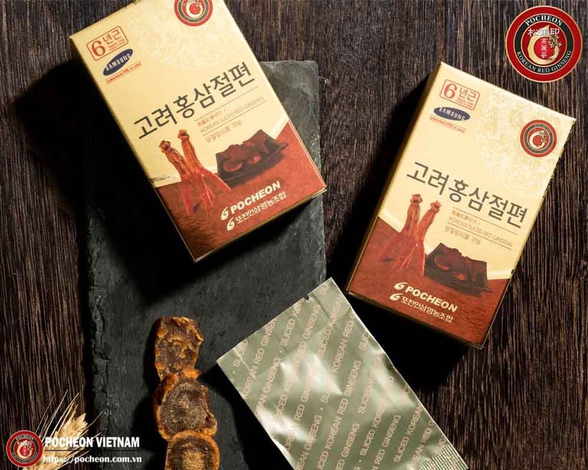 Hồng sâm thái lát tẩm mật ong POCHEON Sliced hộp 200g Hồng sâm thái lát tẩm mật ong POCHEON Sliced hộp 200g