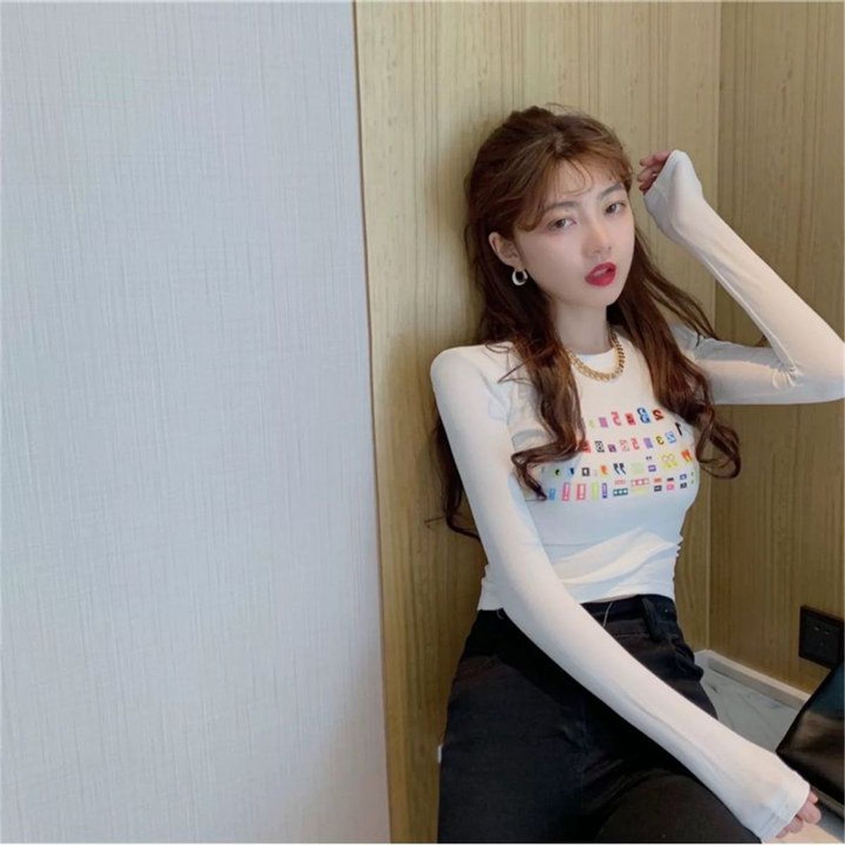 ÁO KIỂU HỌA TIẾT CHỮU MÀU TAY DÀI THUN GÂN TĂM LẠNH - LÊ PHƯƠNG BOUTIQUE ÁO KIỂU HỌA TIẾT CHỮU MÀU TAY DÀI THUN GÂN TĂM LẠNH - LÊ PHƯƠNG BOUTIQUE