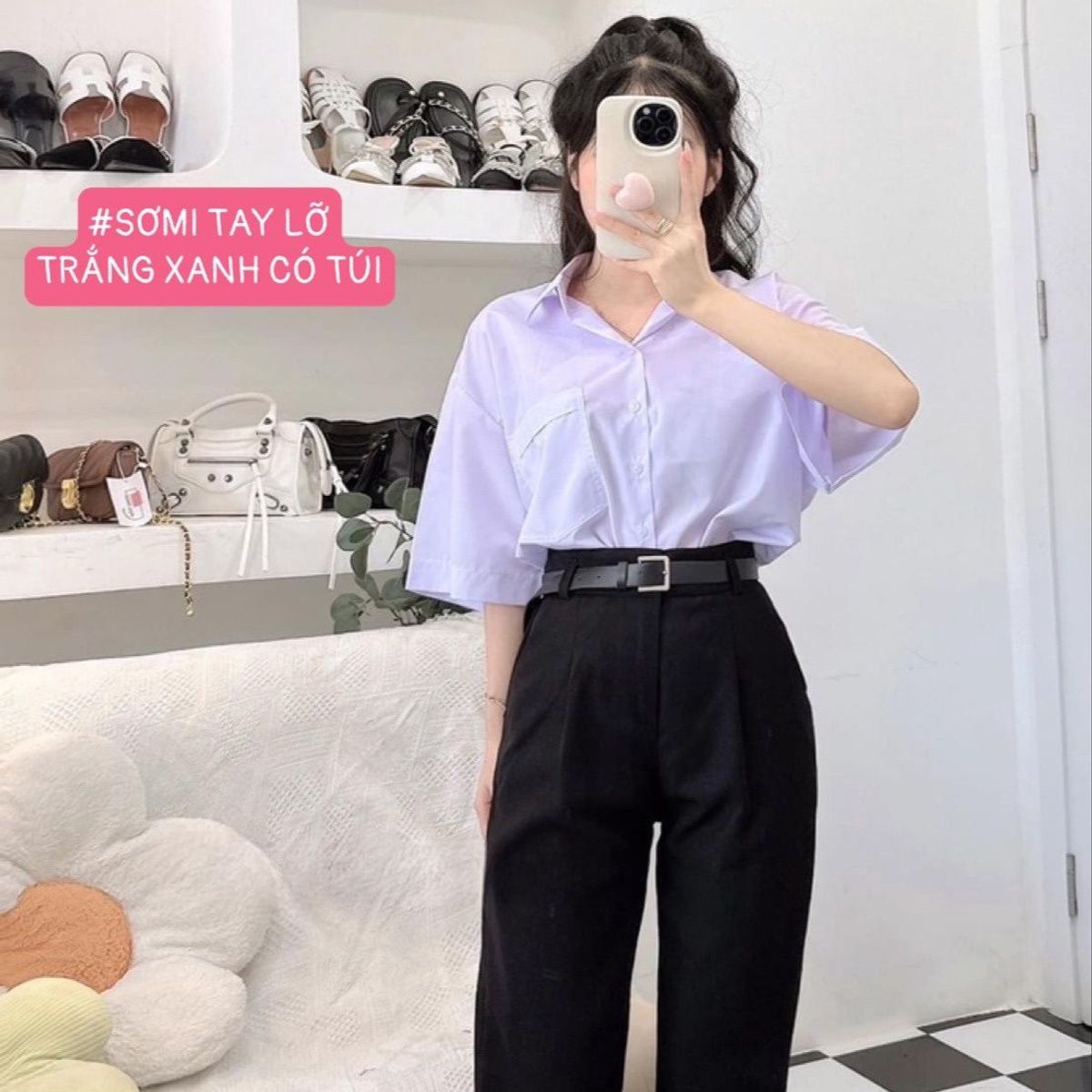 SƠMI HỌC SINH TAY LỠ CÓ TÚI HÀNG CAO CẤP - LÊ PHƯƠNG BOUTIQUE SƠMI HỌC SINH TAY LỠ CÓ TÚI HÀNG CAO CẤP - LÊ PHƯƠNG BOUTIQUE