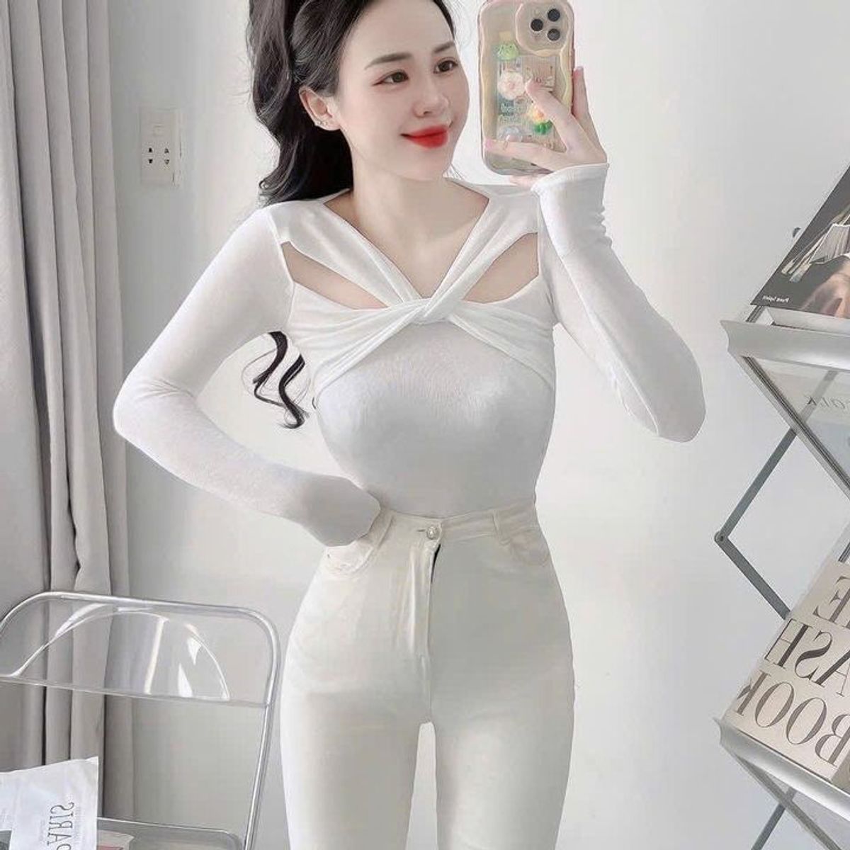 ÁO KIỂU XOẮN NGỰC TAY DÀI THUN TĂM LẠNH - LÊ PHƯƠNG BOUTIQUE ÁO KIỂU XOẮN NGỰC TAY DÀI THUN TĂM LẠNH - LÊ PHƯƠNG BOUTIQUE