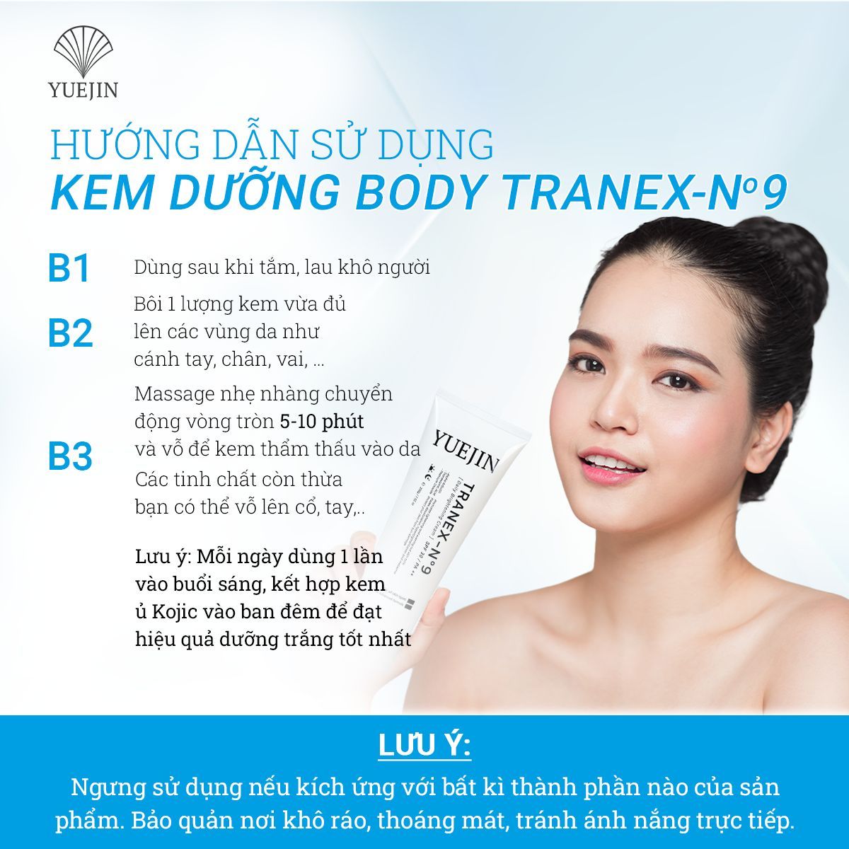 Kem dưỡng trắng da toàn thân Body Tranex-NO9 Yuejin (Dạng tuýp 200g) Kem dưỡng trắng da toàn thân Body Tranex-NO9 Yuejin (Dạng tuýp 200g)