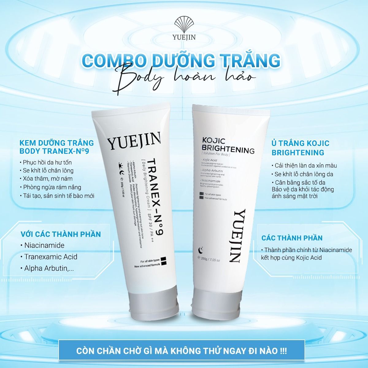 Kem dưỡng trắng da toàn thân Body Tranex-NO9 Yuejin (Dạng tuýp 200g) Kem dưỡng trắng da toàn thân Body Tranex-NO9 Yuejin (Dạng tuýp 200g)