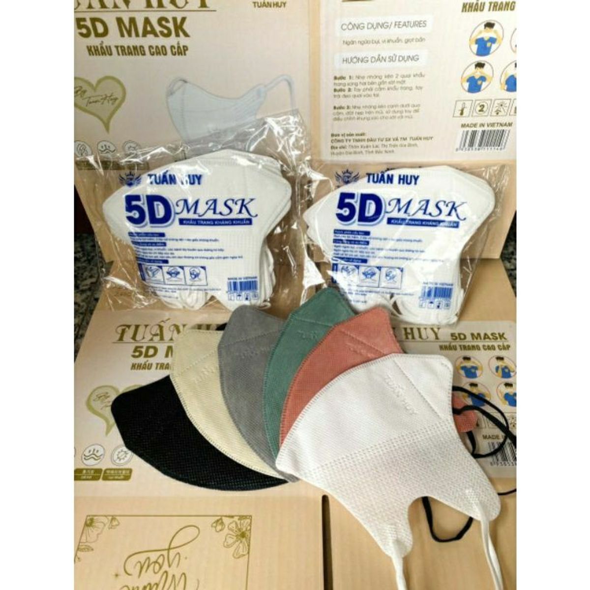 Combo 100 cái khẩu trang 5D túi dán chọn màu CTB691 - BECHIP Combo 100 cái khẩu trang 5D túi dán chọn màu CTB691 - BECHIP