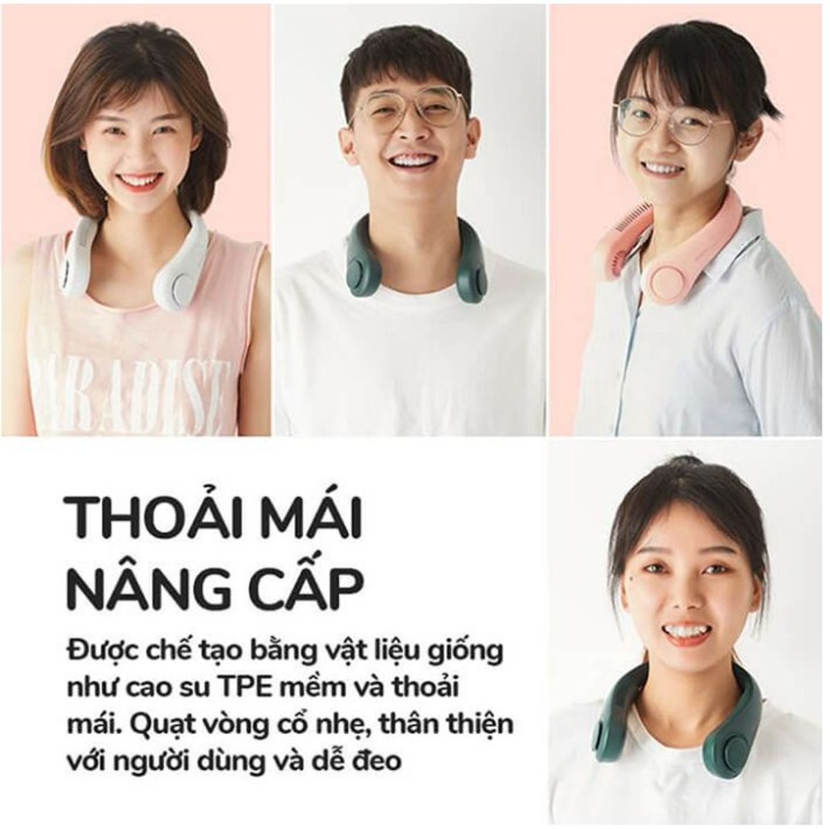 QUẠT TÍCH ĐIỆN ĐEO CỔ MINI KHÔNG CÁNH CHẠY ÊM, TIỆN LỢI, THỜI TRANG CTB123 - BECHIP