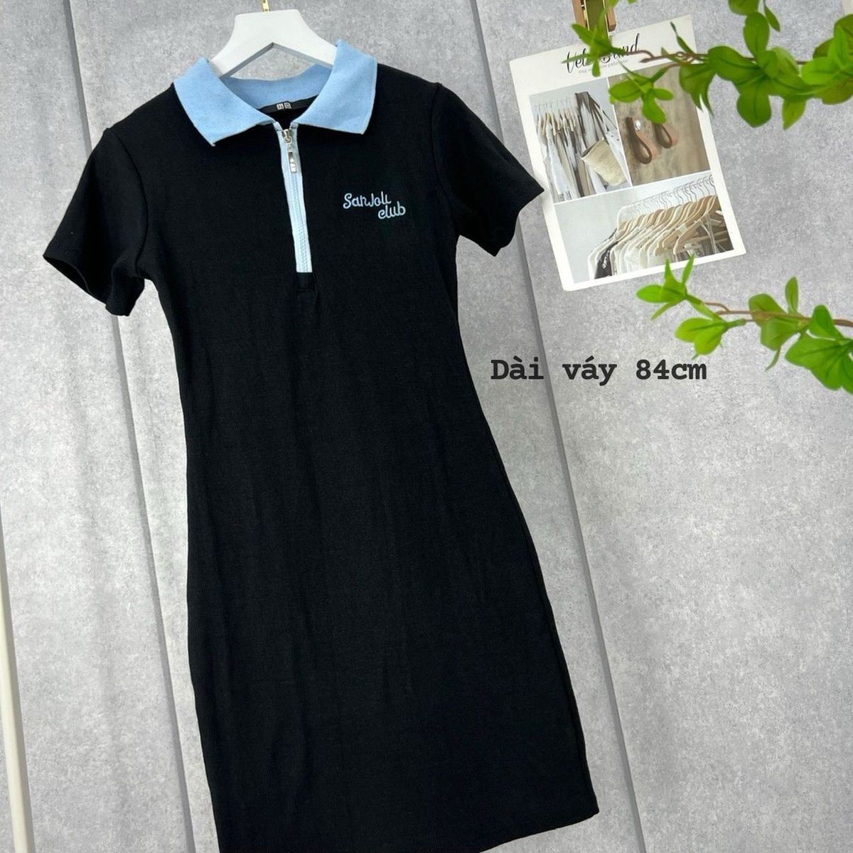 Đầm cổ polo phối dây kéo Đầm cổ polo phối dây kéo