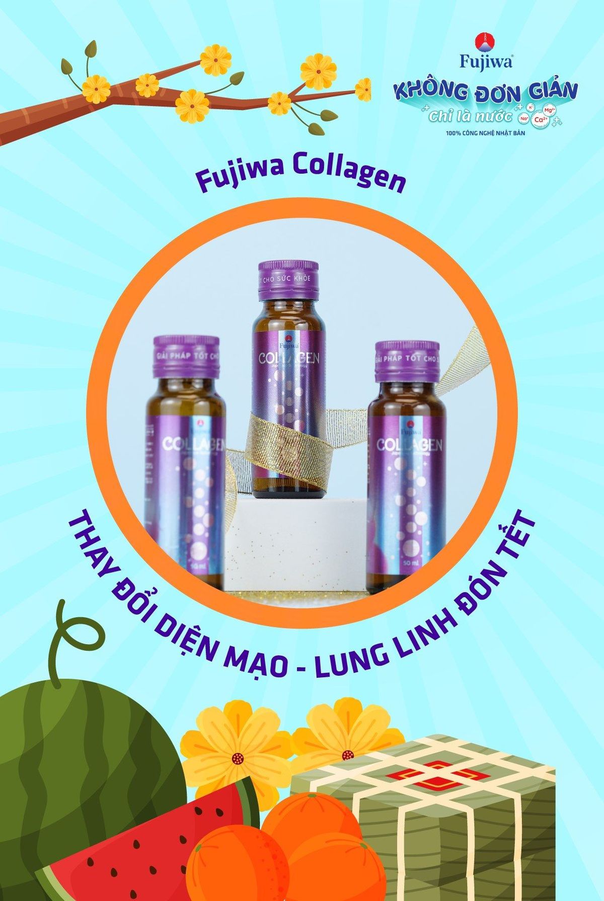 Hộp 10 Chai Nước Uống Đẹp Da Fujiwa Collagen 50ml - Ngăn ngừa lão hoá da, Giảm nếp nhăn, Giúp tóc suôn mượt Hộp 10 Chai Nước Uống Đẹp Da Fujiwa Collagen 50ml - Ngăn ngừa lão hoá da, Giảm nếp nhăn, Giúp tóc suôn mượt