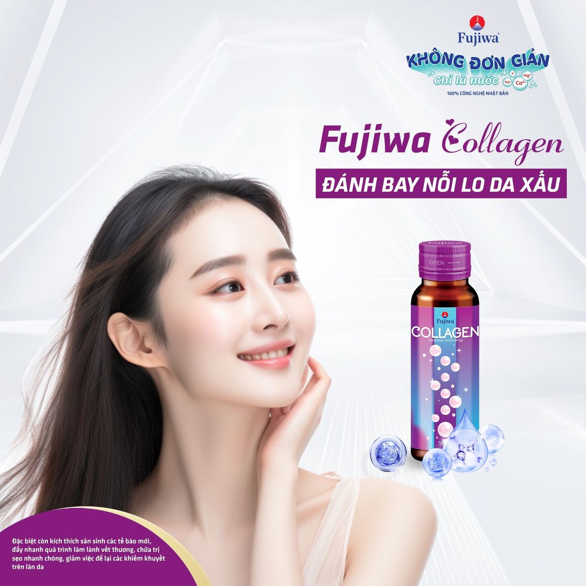 Hộp 10 Chai Nước Uống Đẹp Da Fujiwa Collagen 50ml - Ngăn ngừa lão hoá da, Giảm nếp nhăn, Giúp tóc suôn mượt Hộp 10 Chai Nước Uống Đẹp Da Fujiwa Collagen 50ml - Ngăn ngừa lão hoá da, Giảm nếp nhăn, Giúp tóc suôn mượt