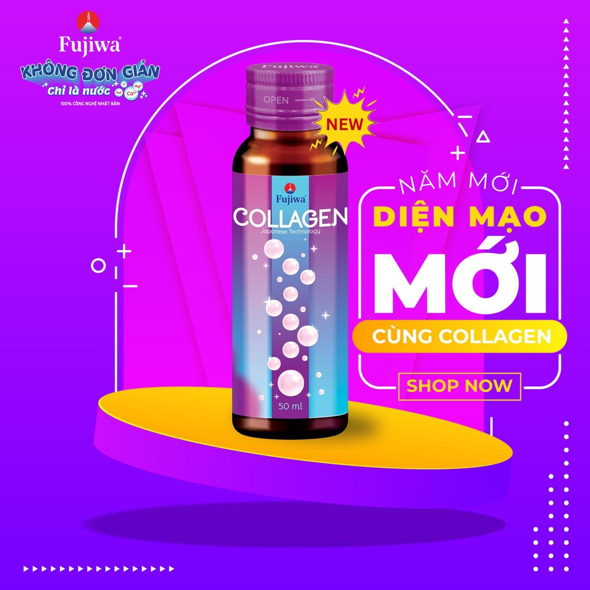 Hộp 10 Chai Nước Uống Đẹp Da Fujiwa Collagen 50ml - Ngăn ngừa lão hoá da, Giảm nếp nhăn, Giúp tóc suôn mượt Hộp 10 Chai Nước Uống Đẹp Da Fujiwa Collagen 50ml - Ngăn ngừa lão hoá da, Giảm nếp nhăn, Giúp tóc suôn mượt