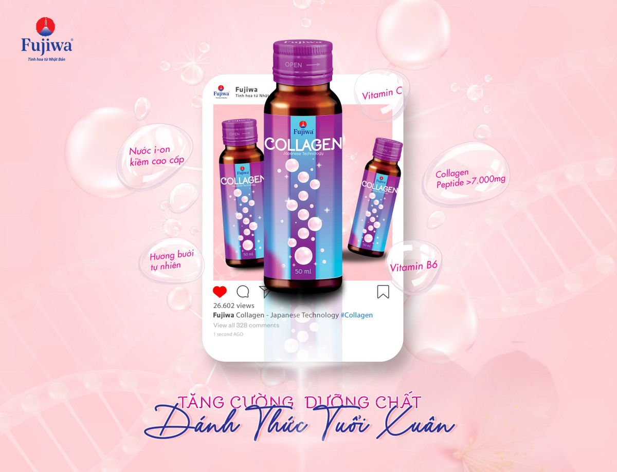 Hộp 10 Chai Nước Uống Đẹp Da Fujiwa Collagen 50ml - Ngăn ngừa lão hoá da, Giảm nếp nhăn, Giúp tóc suôn mượt Hộp 10 Chai Nước Uống Đẹp Da Fujiwa Collagen 50ml - Ngăn ngừa lão hoá da, Giảm nếp nhăn, Giúp tóc suôn mượt