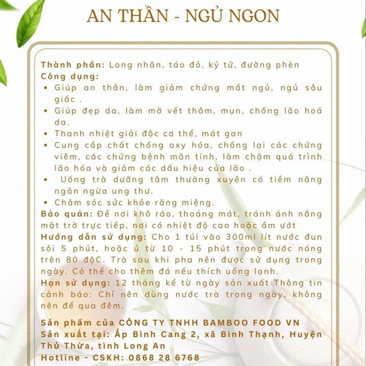 TRÀ LONG NHÃN DƯỠNG TÂM AN THẦN NGỦ NGON - BAMBOO TRÀ LONG NHÃN DƯỠNG TÂM AN THẦN NGỦ NGON - BAMBOO