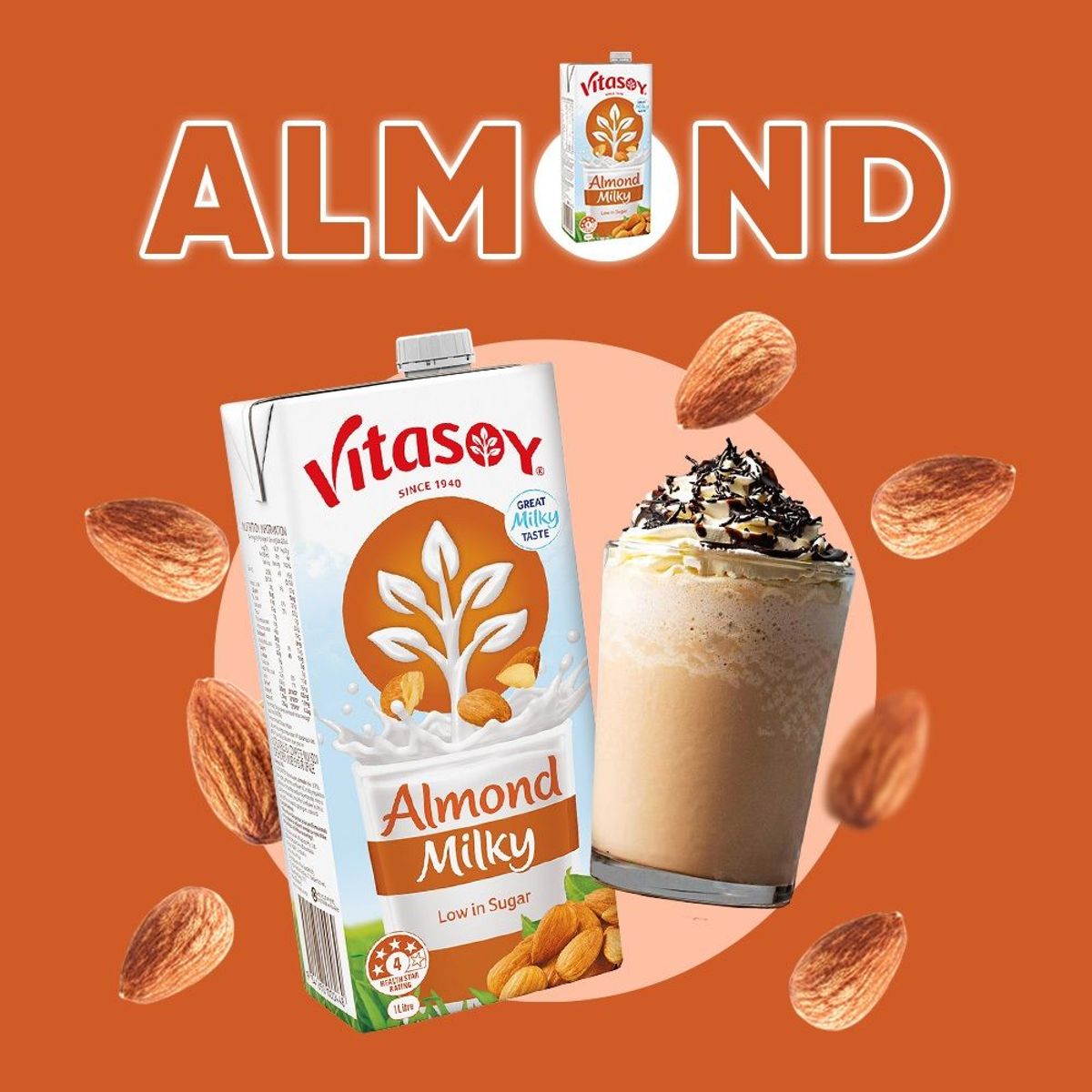 Sữa hạt hạnh nhân Vitasoy Almond Milky hộp 1L Sữa hạt hạnh nhân Vitasoy Almond Milky hộp 1L
