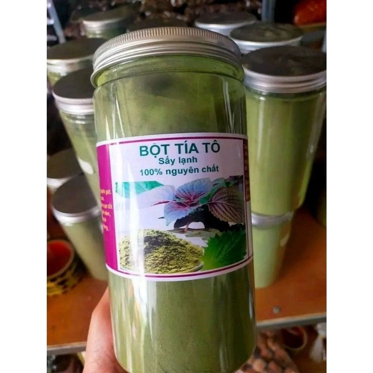 Bột tía tô sấy lạnh nguyên chất 100%, bột lá tía tô nguyên chất, thơm ngon, xịn mịn hủ 500g - CTB747 Bột tía tô sấy lạnh nguyên chất 100%, bột lá tía tô nguyên chất, thơm ngon, xịn mịn hủ 500g - CTB747