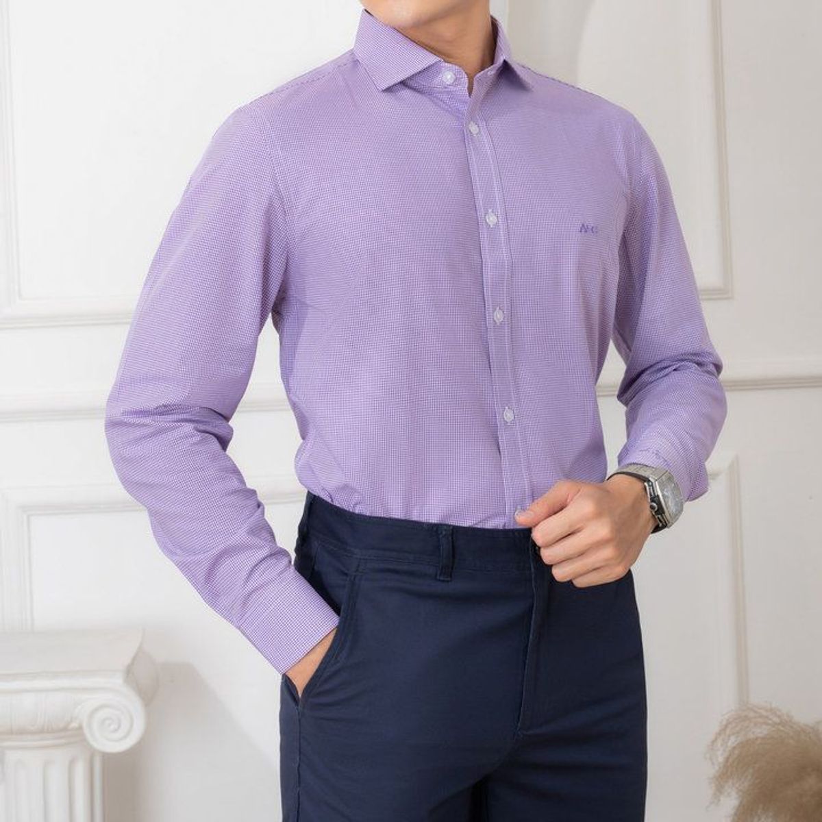 ÁO SƠ MI NAM DÀI TAY ALIGRO MÀU TÍM, 100% CHẤT COTTON THOÁNG MÁT, THẤM HÚT MỒ HÔI TỐT, CỔ BẺ, DÁNG ÔM BODY ALGS153 - ALIGRO ÁO SƠ MI NAM DÀI TAY ALIGRO MÀU TÍM, 100% CHẤT COTTON THOÁNG MÁT, THẤM HÚT MỒ HÔI TỐT, CỔ BẺ, DÁNG ÔM BODY ALGS153 - ALIGRO