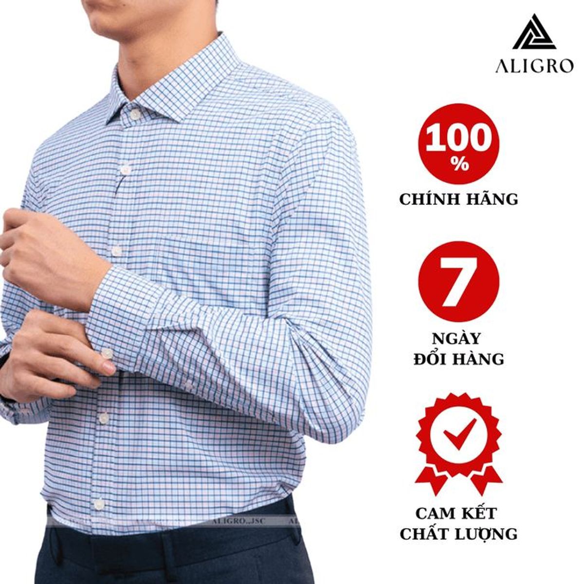 ÁO SƠ MI DÀI TAY NAM ALIGRO KẺ XANH TRẮNG ALGS176 - ALIGRO ÁO SƠ MI DÀI TAY NAM ALIGRO KẺ XANH TRẮNG ALGS176 - ALIGRO