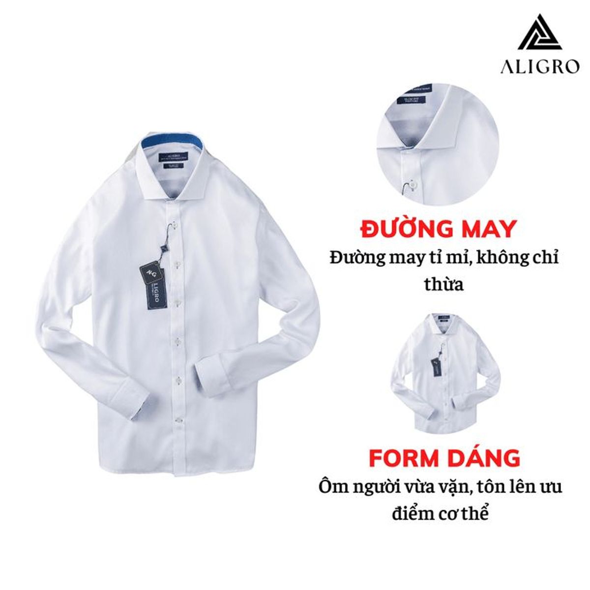 ÁO SƠ MI NAM TRẮNG DÀI TAY PHỐI CỔ XANH ALIGRO DÁNG SLIMFIT MÃ ALGS190 - ALIGRO ÁO SƠ MI NAM TRẮNG DÀI TAY PHỐI CỔ XANH ALIGRO DÁNG SLIMFIT MÃ ALGS190 - ALIGRO