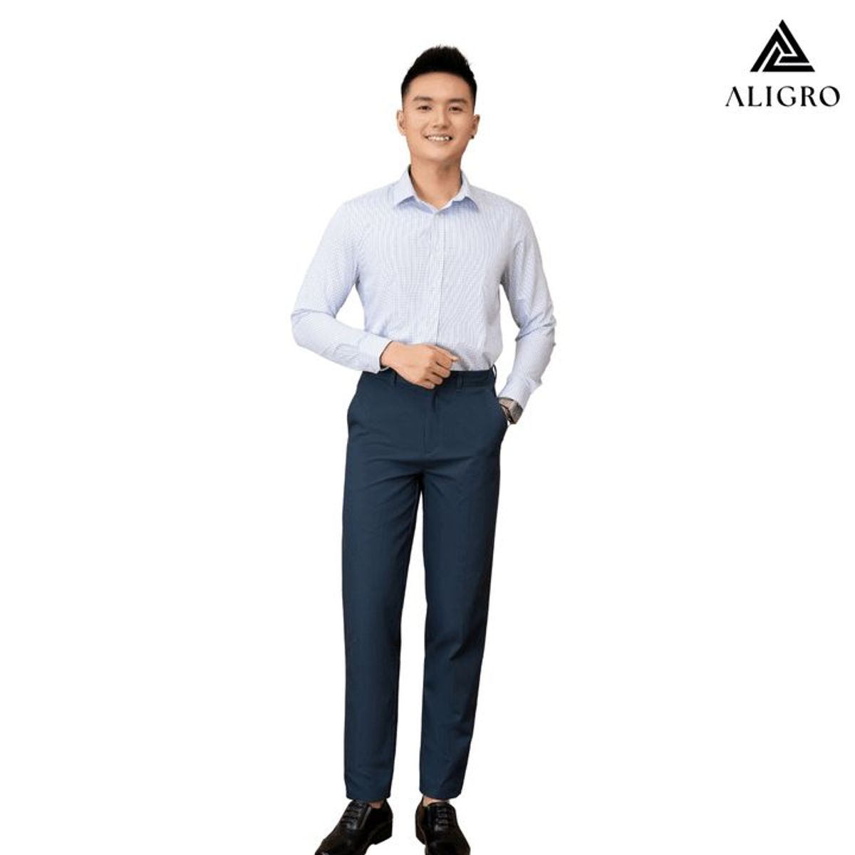 ÁO SƠ MI NAM DÀI TAY ALIGRO 100% CHẤT LIỆU BAMBOO SỢI TRE SỌC CARO MÀU XANH CỔ BẺ DÁNG ÔM ALGS220 - ALIGRO ÁO SƠ MI NAM DÀI TAY ALIGRO 100% CHẤT LIỆU BAMBOO SỢI TRE SỌC CARO MÀU XANH CỔ BẺ DÁNG ÔM ALGS220 - ALIGRO