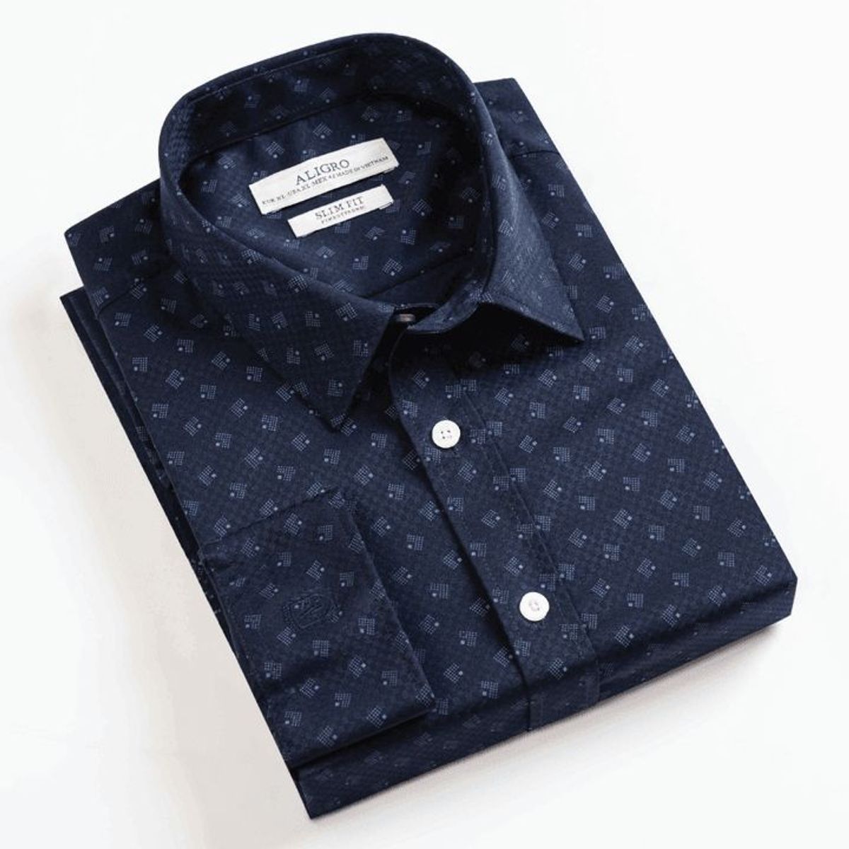 ÁO SƠ MI NAM DÀI TAY ALIGRO CỔ BẺ DÁNG ÔM BODY 100% CHẤT COTTON NAVY VÂN Ô ALGS223 - ALIGRO ÁO SƠ MI NAM DÀI TAY ALIGRO CỔ BẺ DÁNG ÔM BODY 100% CHẤT COTTON NAVY VÂN Ô ALGS223 - ALIGRO