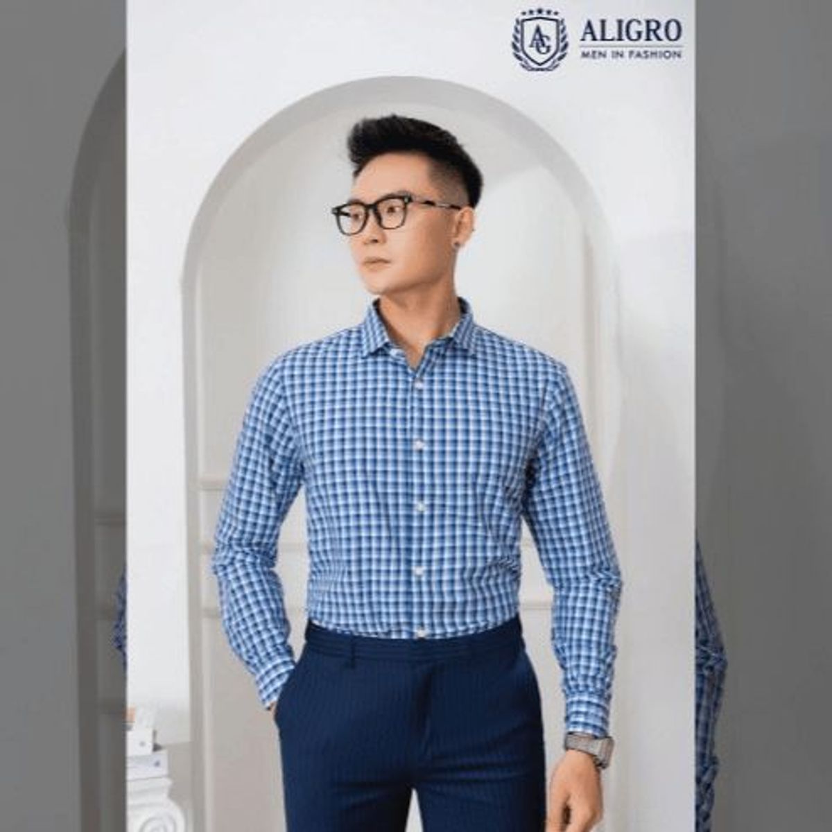 ÁO SƠ MI NAM DÀI TAY ALIGRO CHẤT LIỆU BAMBOO CAO CẤP MỀM MỊN, KHÁNG KHUẨN, CHỐNG TIA UV KẺ CARO XANH ALGS215 - ALIGRO ÁO SƠ MI NAM DÀI TAY ALIGRO CHẤT LIỆU BAMBOO CAO CẤP MỀM MỊN, KHÁNG KHUẨN, CHỐNG TIA UV KẺ CARO XANH ALGS215 - ALIGRO