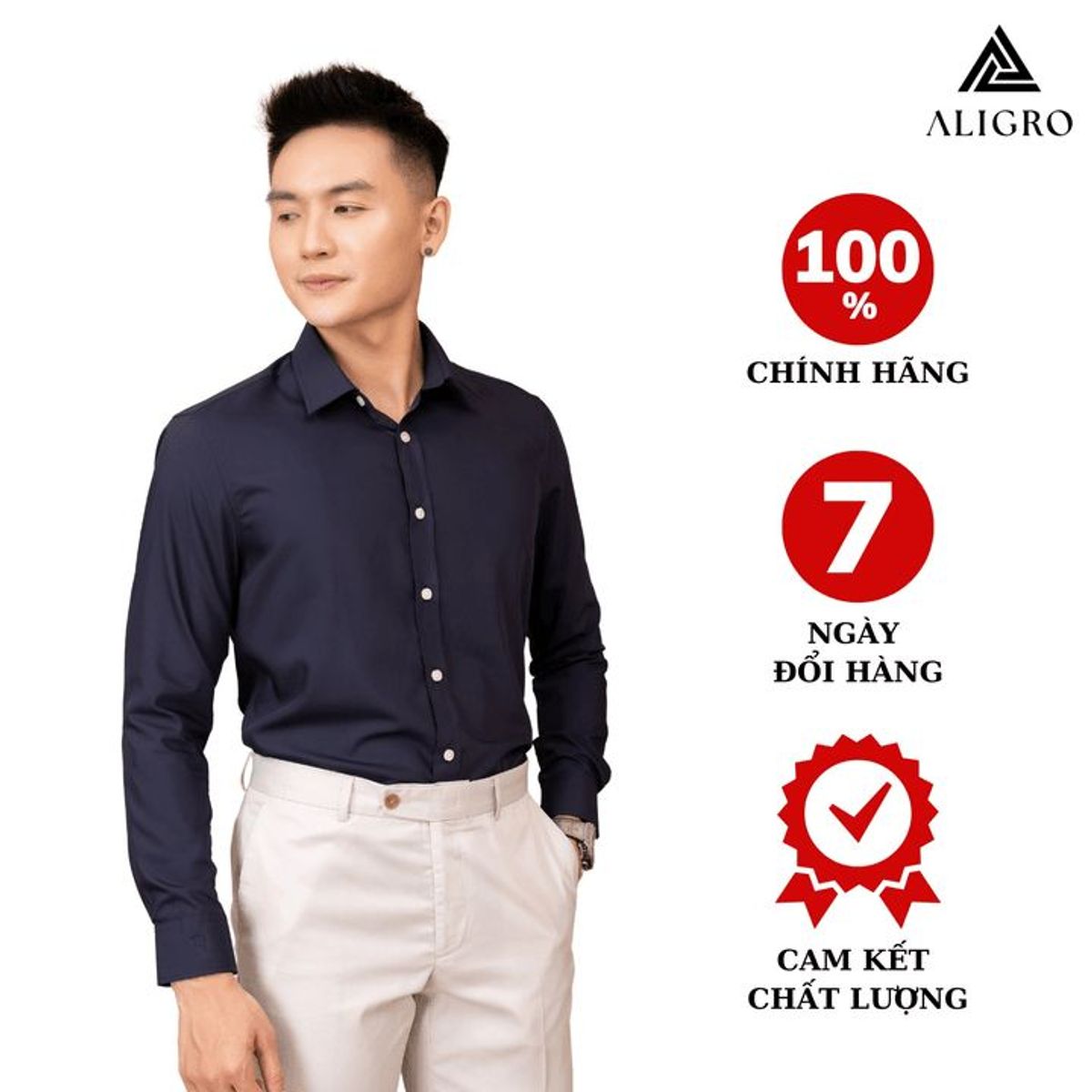 ÁO SƠ MI SLIMFIT DÀI TAY NAVY ALIGRO ALGS226 - ALIGRO ÁO SƠ MI SLIMFIT DÀI TAY NAVY ALIGRO ALGS226 - ALIGRO