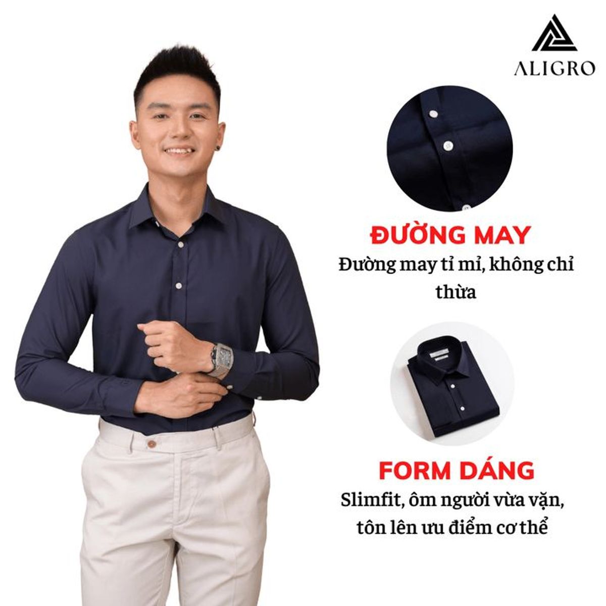 ÁO SƠ MI SLIMFIT DÀI TAY NAVY ALIGRO ALGS226 - ALIGRO ÁO SƠ MI SLIMFIT DÀI TAY NAVY ALIGRO ALGS226 - ALIGRO