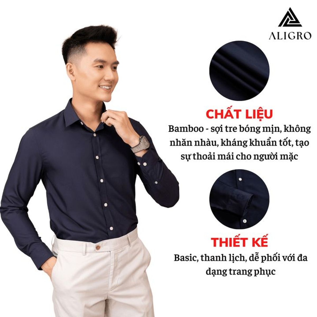 ÁO SƠ MI SLIMFIT DÀI TAY NAVY ALIGRO ALGS226 - ALIGRO ÁO SƠ MI SLIMFIT DÀI TAY NAVY ALIGRO ALGS226 - ALIGRO