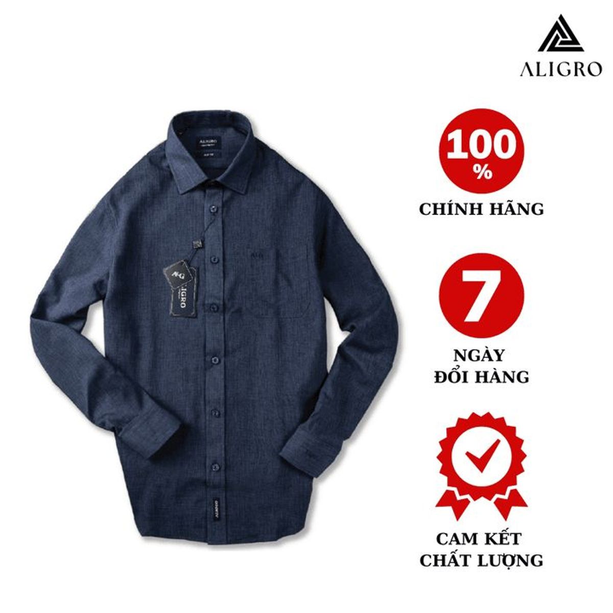 ÁO SƠ MI NAM CÔNG SỞ DÀI TAY ALIGRO MÀU NAVY ALGS158 - ALIGRO ÁO SƠ MI NAM CÔNG SỞ DÀI TAY ALIGRO MÀU NAVY ALGS158 - ALIGRO