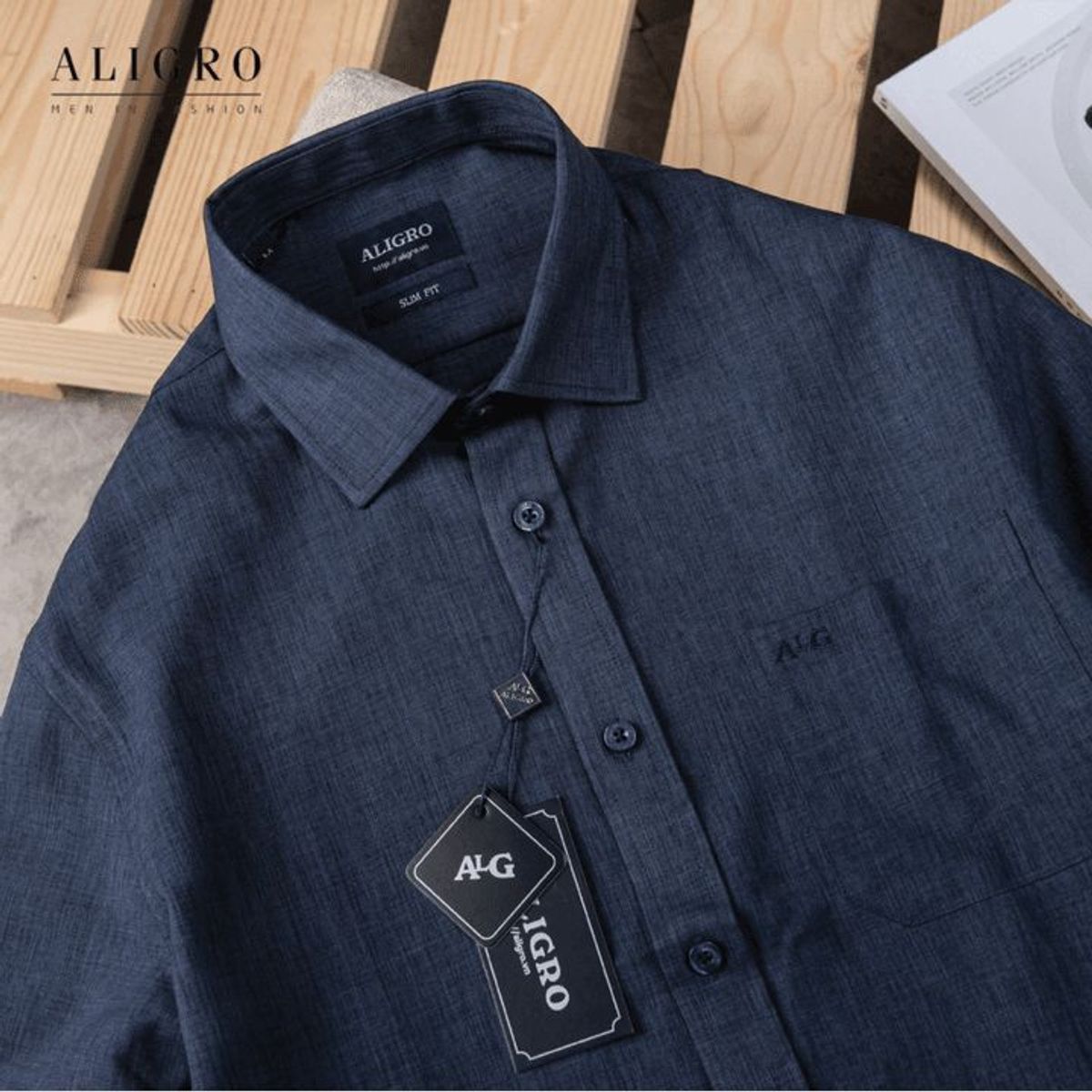ÁO SƠ MI NAM CÔNG SỞ DÀI TAY ALIGRO MÀU NAVY ALGS158 - ALIGRO ÁO SƠ MI NAM CÔNG SỞ DÀI TAY ALIGRO MÀU NAVY ALGS158 - ALIGRO