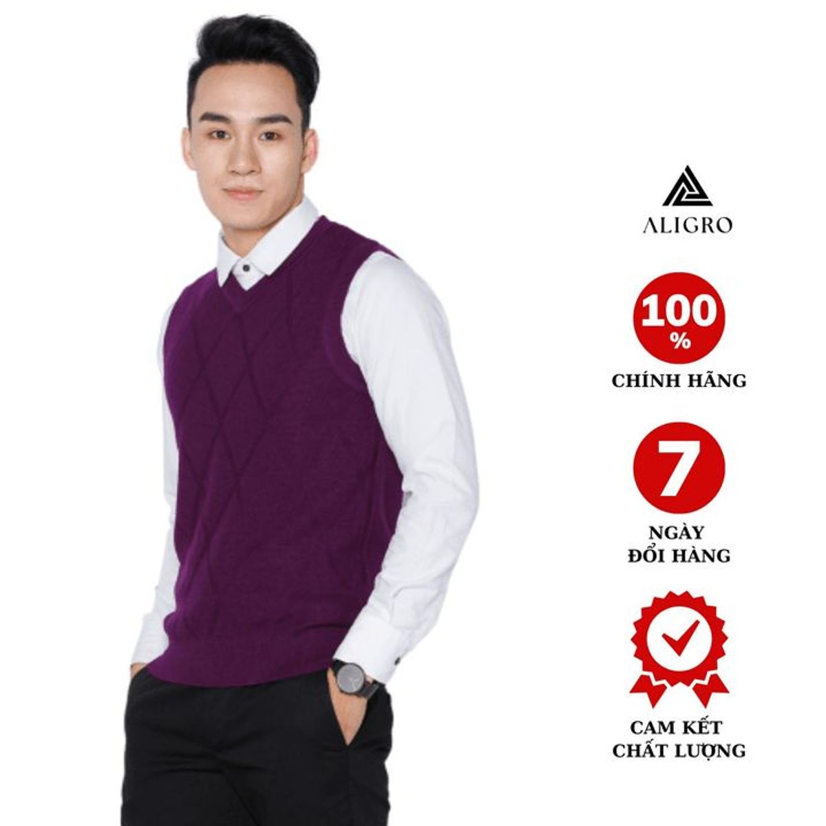 ÁO GILE ALIGRO CỔ TIM MÀU TÍM ALENGL009 - ALIGRO ÁO GILE ALIGRO CỔ TIM MÀU TÍM ALENGL009 - ALIGRO