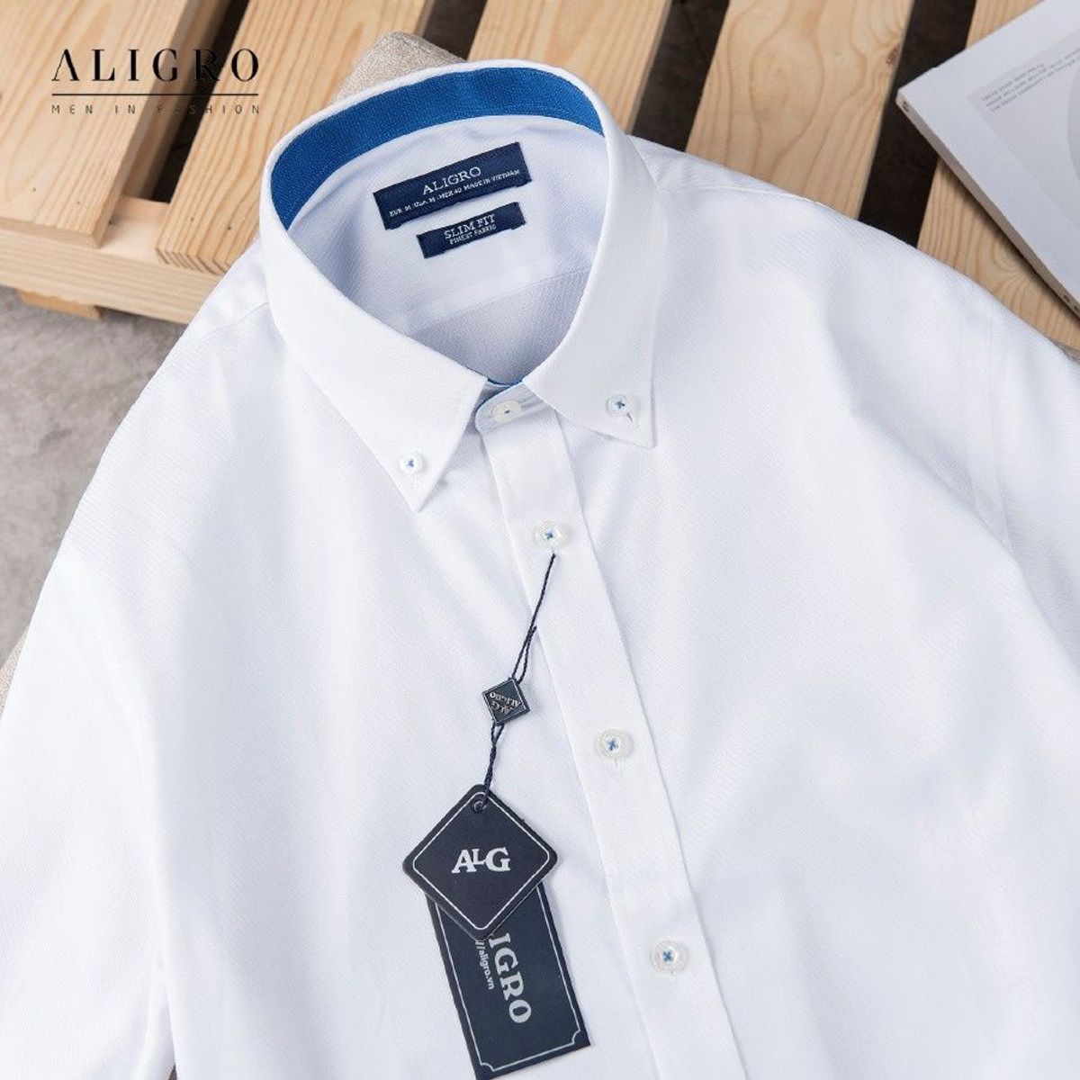 ÁO SƠ MI DÀI TAY TRẮNG PHỐI CỔ-TAY ALGS189 - ALIGRO ÁO SƠ MI DÀI TAY TRẮNG PHỐI CỔ-TAY ALGS189 - ALIGRO