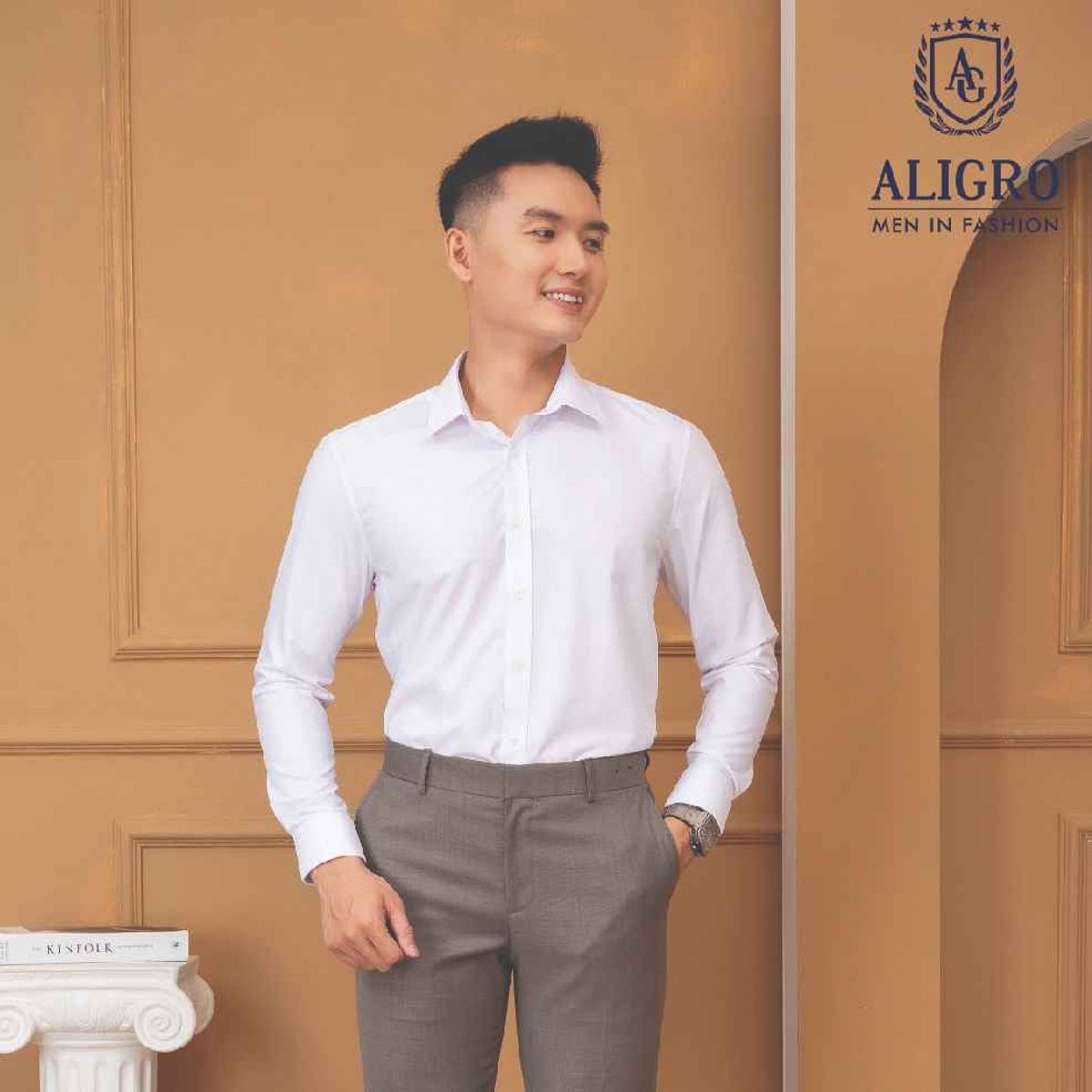 ÁO SƠ MI SLIMFIT DÀI TAY TRẮNG TRƠN - ALIGRO ÁO SƠ MI SLIMFIT DÀI TAY TRẮNG TRƠN - ALIGRO