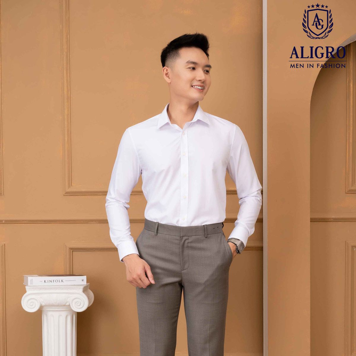 ÁO SƠ MI SLIMFIT DÀI TAY TRẮNG TRƠN - ALIGRO ÁO SƠ MI SLIMFIT DÀI TAY TRẮNG TRƠN - ALIGRO