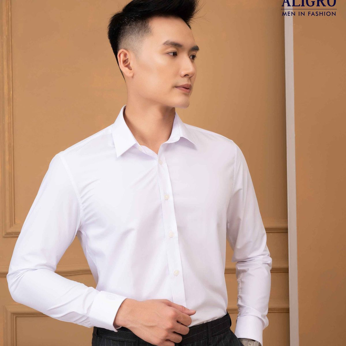 ÁO SƠ MI SLIMFIT DÀI TAY TRẮNG TRƠN - ALIGRO ÁO SƠ MI SLIMFIT DÀI TAY TRẮNG TRƠN - ALIGRO