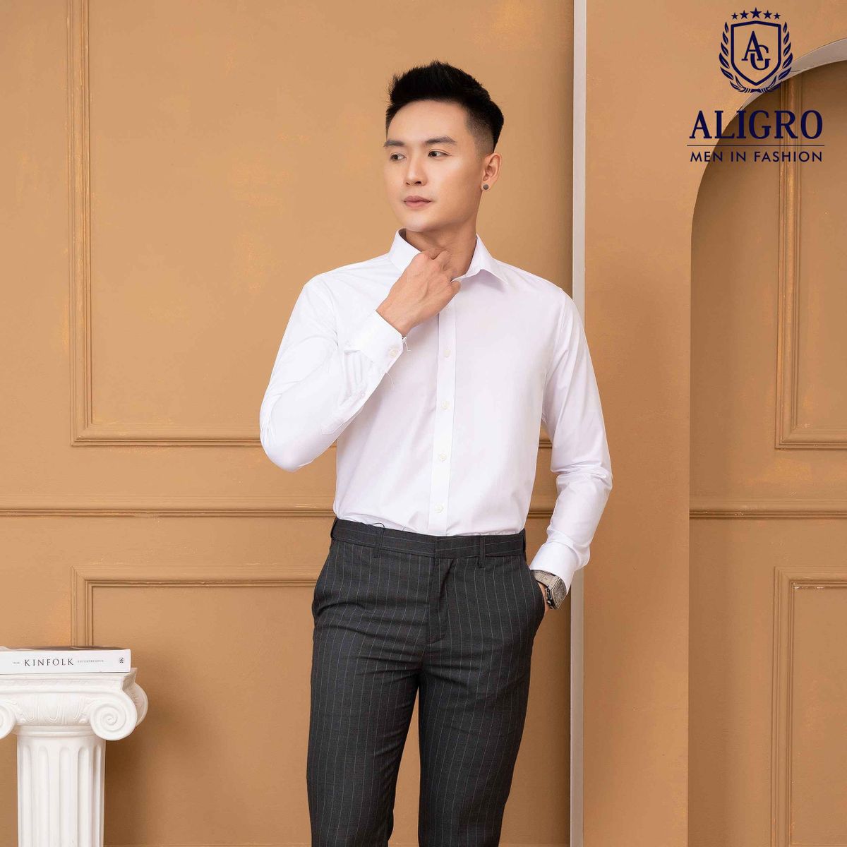 ÁO SƠ MI SLIMFIT DÀI TAY TRẮNG TRƠN - ALIGRO ÁO SƠ MI SLIMFIT DÀI TAY TRẮNG TRƠN - ALIGRO