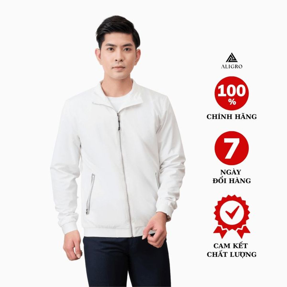 ÁO KHOÁC GOLF 2 LỚP MÀU TRẮNG AK2G.2 - ALIGRO ÁO KHOÁC GOLF 2 LỚP MÀU TRẮNG AK2G.2 - ALIGRO