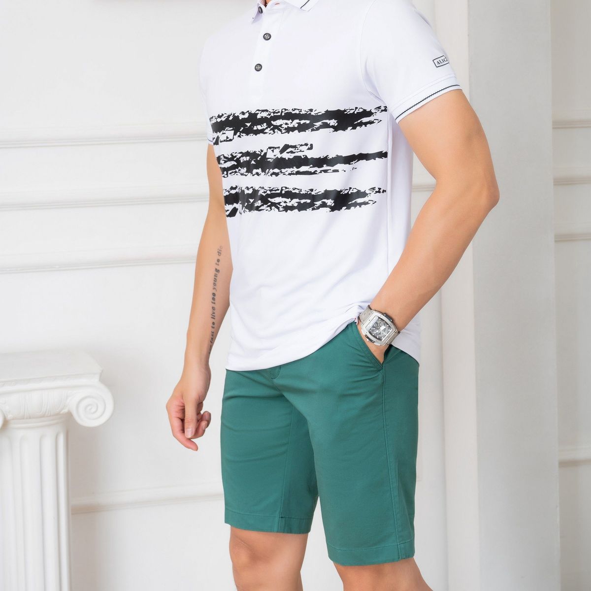 QUẦN SHORT KAKI NAM MÀU XANH ALGQS1071 - ALIGRO QUẦN SHORT KAKI NAM MÀU XANH ALGQS1071 - ALIGRO