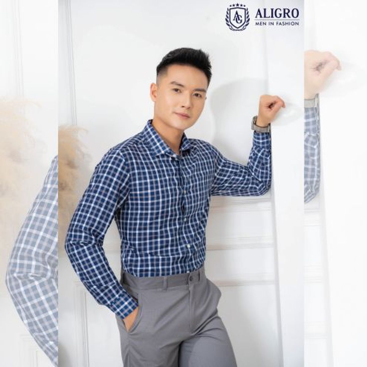ÁO SƠ MI DÀI TAY BAMBOO KẺ CARO NAVY - ALIGRO ÁO SƠ MI DÀI TAY BAMBOO KẺ CARO NAVY - ALIGRO