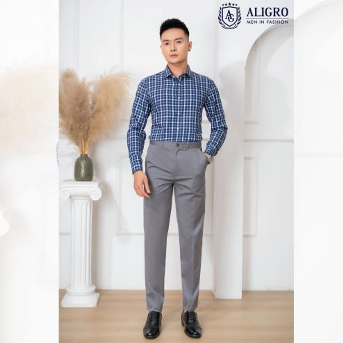 ÁO SƠ MI DÀI TAY BAMBOO KẺ CARO NAVY - ALIGRO ÁO SƠ MI DÀI TAY BAMBOO KẺ CARO NAVY - ALIGRO