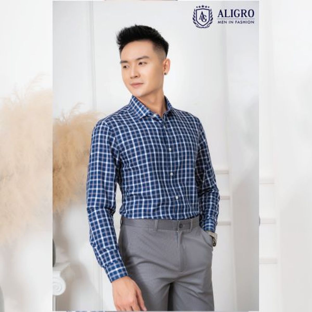 ÁO SƠ MI DÀI TAY BAMBOO KẺ CARO NAVY - ALIGRO ÁO SƠ MI DÀI TAY BAMBOO KẺ CARO NAVY - ALIGRO