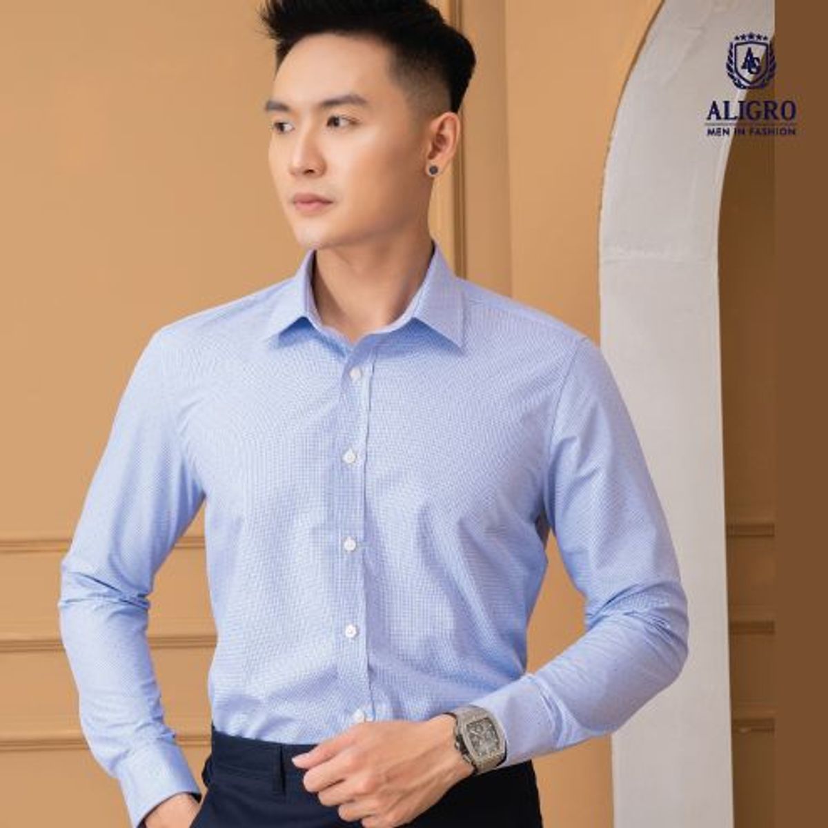 ÁO SƠ MI BAMBOO SLIMFIT DÀI TAY HOẠ TIẾT NHÍ - ALIGRO ÁO SƠ MI BAMBOO SLIMFIT DÀI TAY HOẠ TIẾT NHÍ - ALIGRO