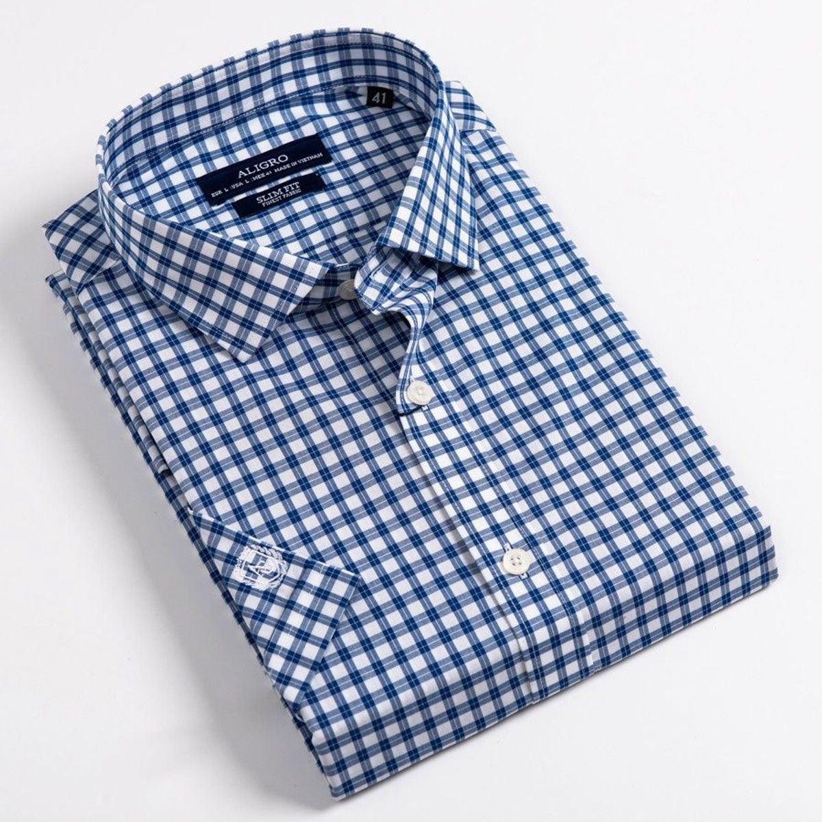 ÁO SƠ MI CỘC TAY KẺ CARO XANH NAVY ALGS-C117 - ALIGRO ÁO SƠ MI CỘC TAY KẺ CARO XANH NAVY ALGS-C117 - ALIGRO