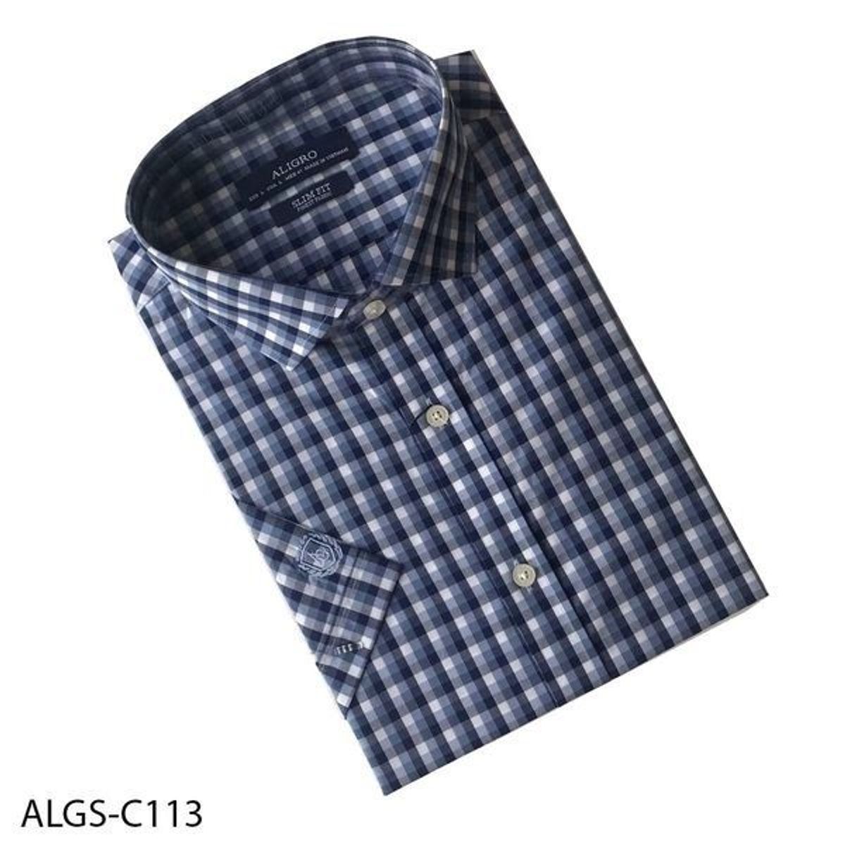ÁO SƠ MI CỘC TAY BAMBOO KẺ CARO XANH ALGS-C113 - ALIGRO ÁO SƠ MI CỘC TAY BAMBOO KẺ CARO XANH ALGS-C113 - ALIGRO