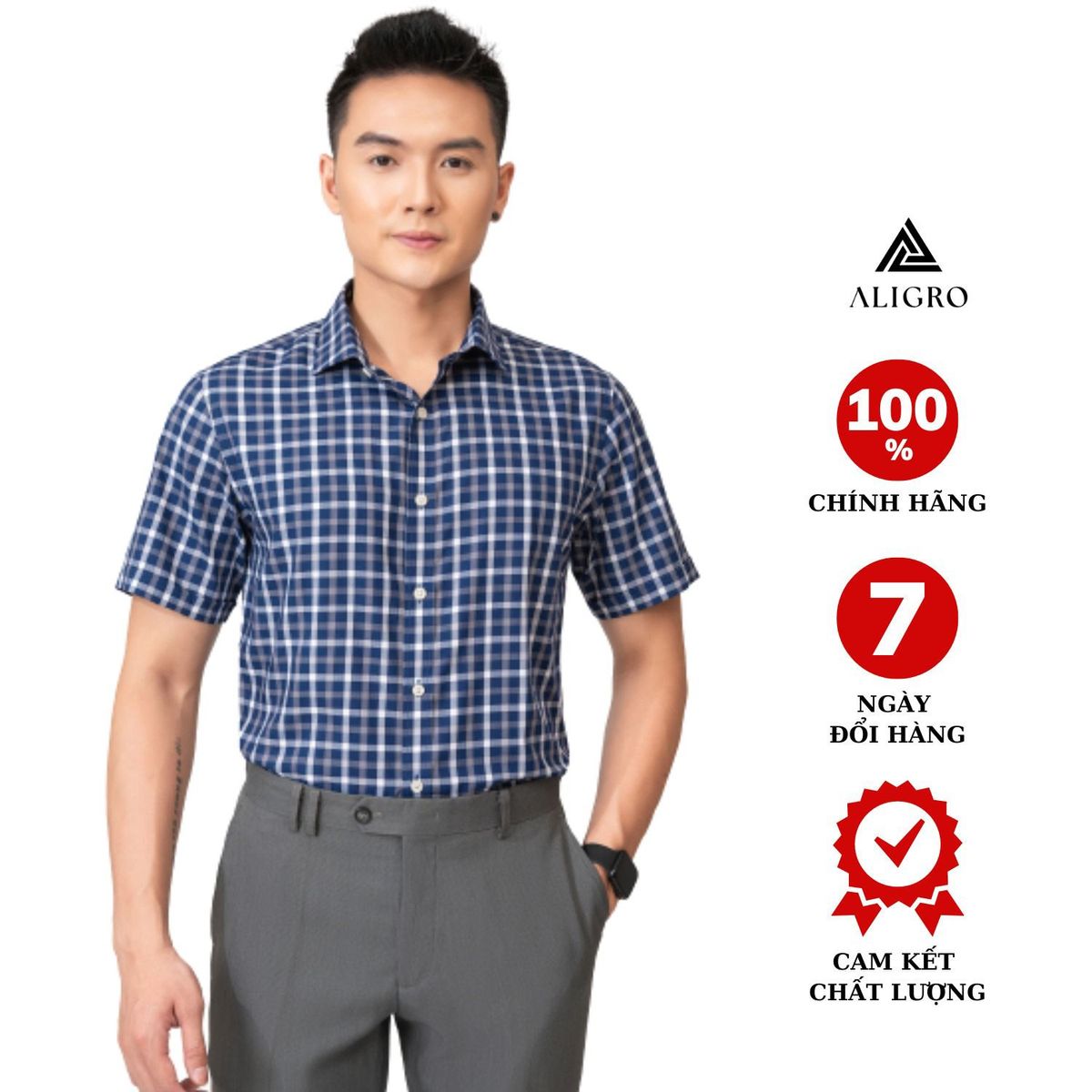 ÁO SƠ MI CỘC TAY KẺ Ô VUÔNG ALGS-C109 - ALIGRO ÁO SƠ MI CỘC TAY KẺ Ô VUÔNG ALGS-C109 - ALIGRO