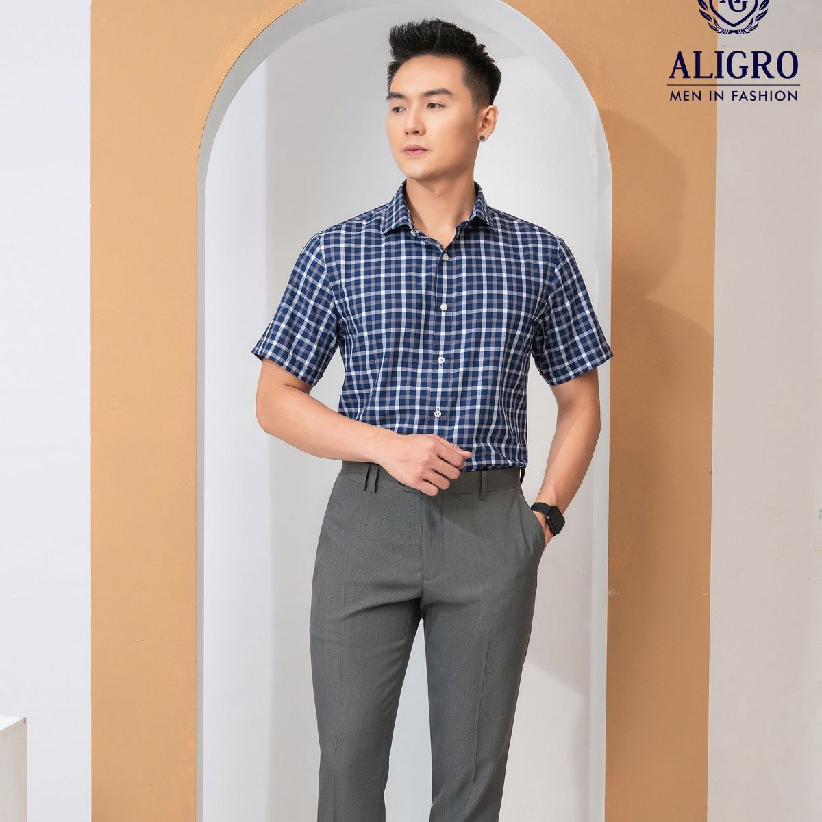 ÁO SƠ MI CỘC TAY KẺ Ô VUÔNG ALGS-C109 - ALIGRO ÁO SƠ MI CỘC TAY KẺ Ô VUÔNG ALGS-C109 - ALIGRO
